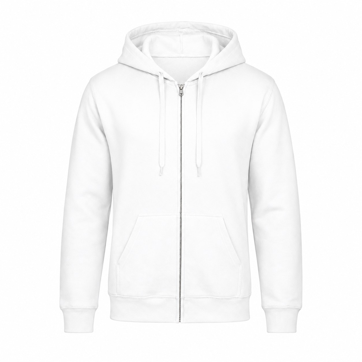 Soft Full Zip Fleece Hoodie — White