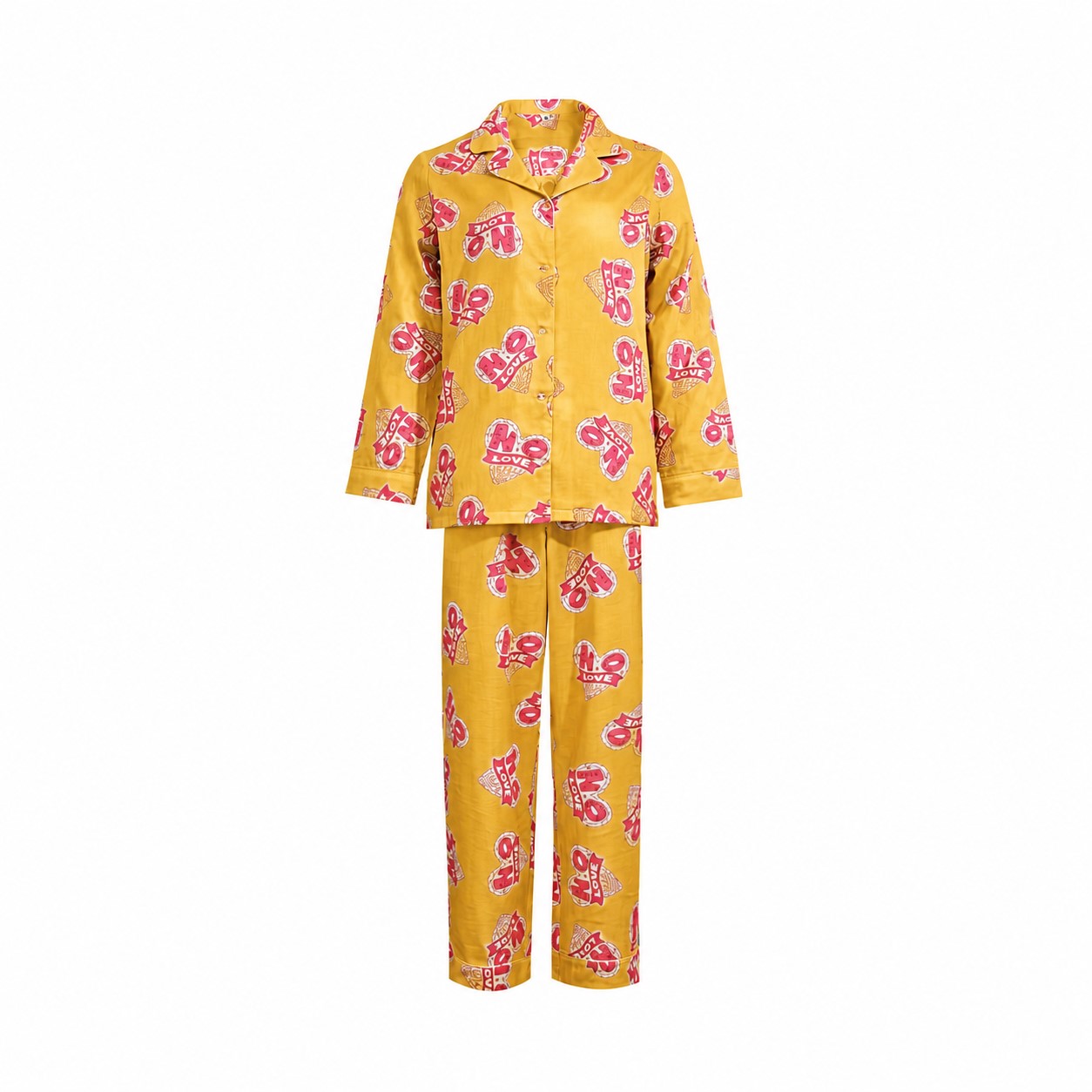 Unisex Cotton Long-Sleeve Pajama Set — Gold