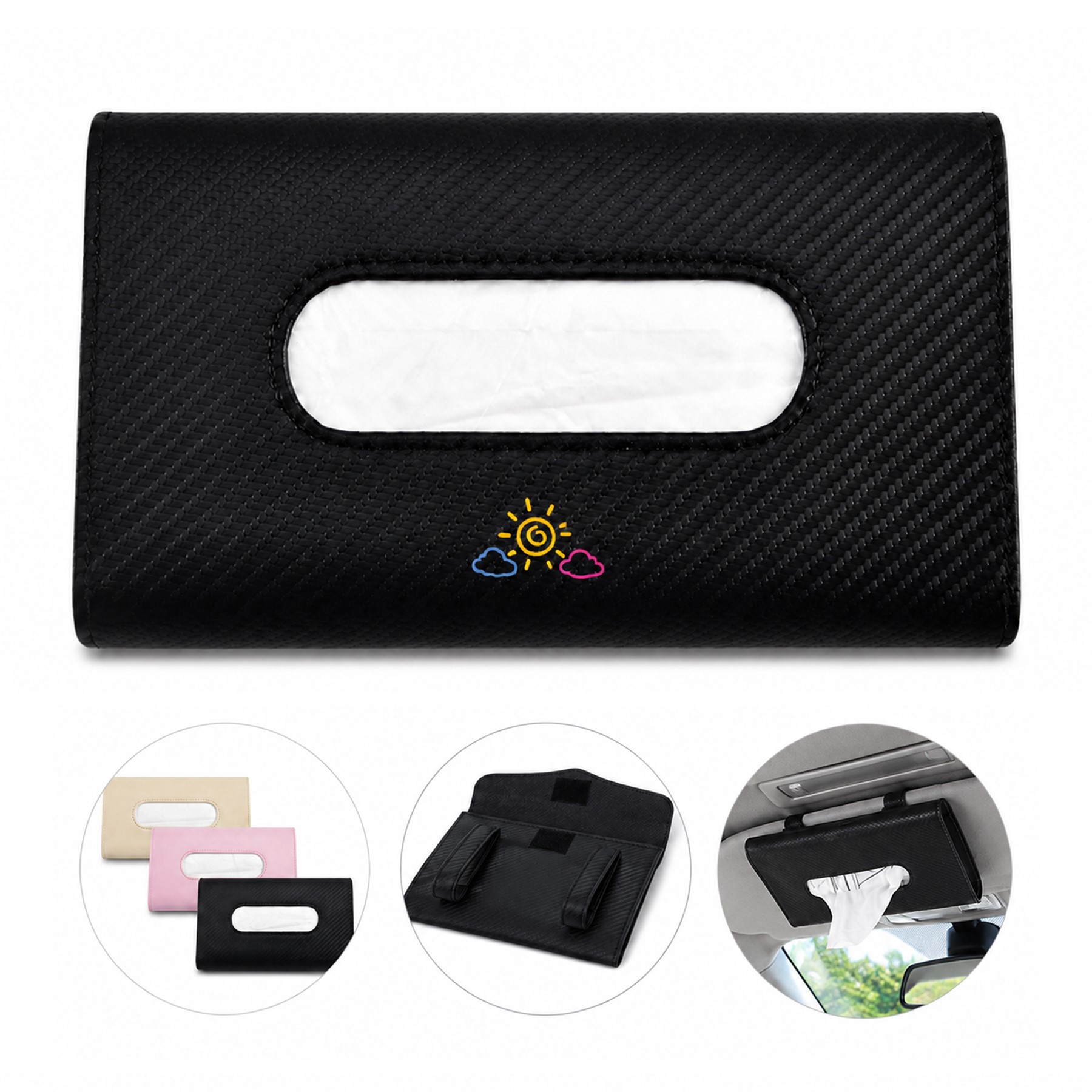 Leather Car Visor Tissue Organizer