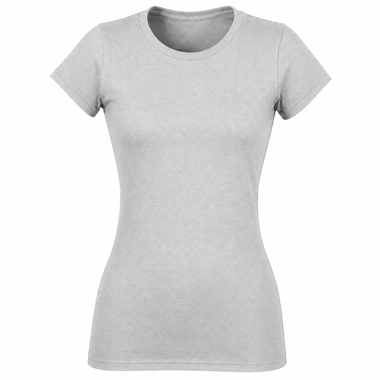 Fitted Ladies Cotton Crewneck Tee — Silver
