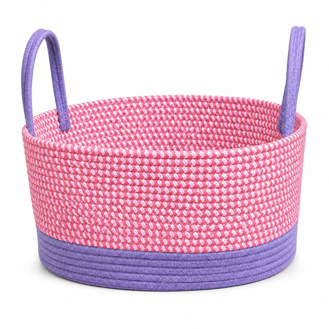 Cotton Rope Laundry Basket — Pink