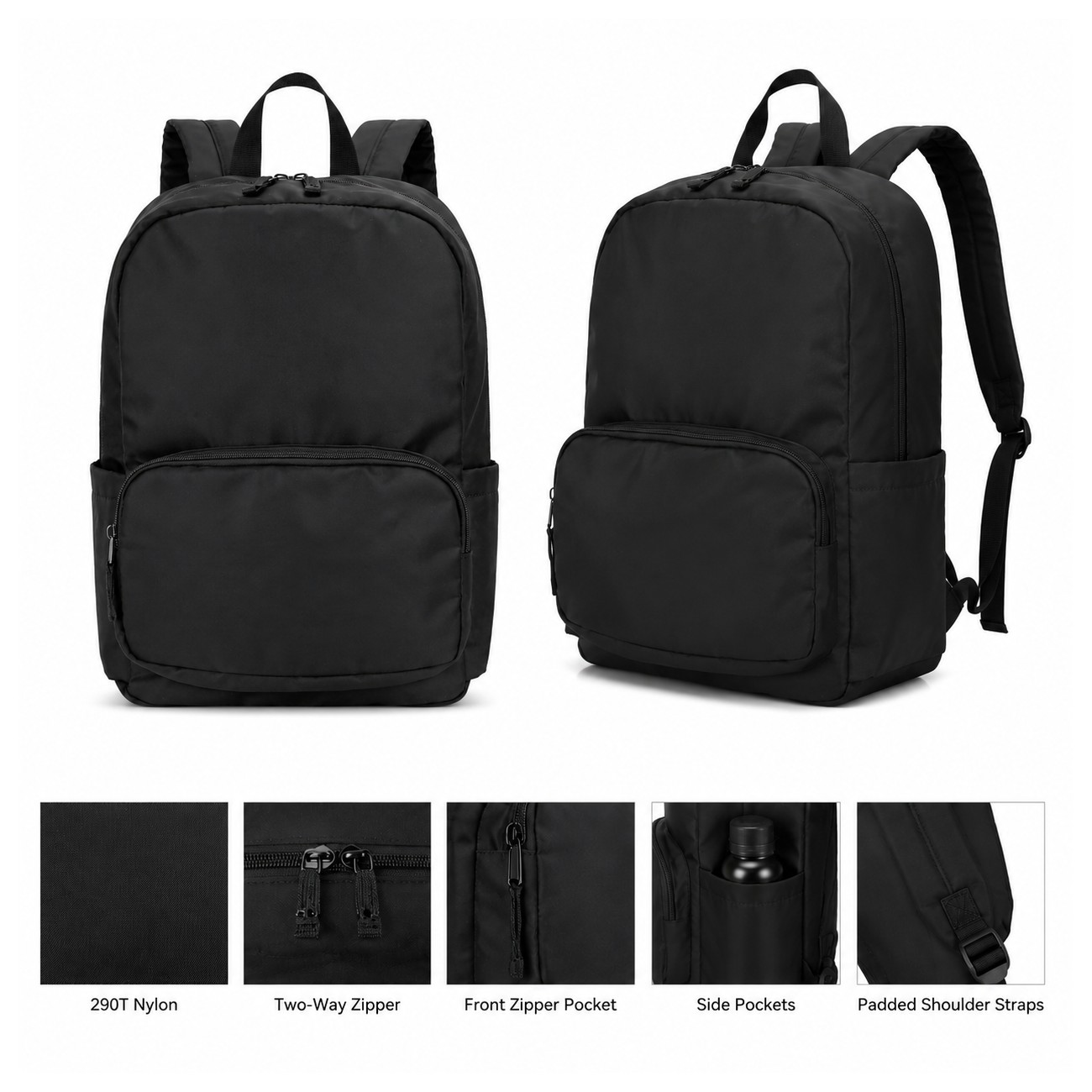 Nylon Black Laptop Backpack