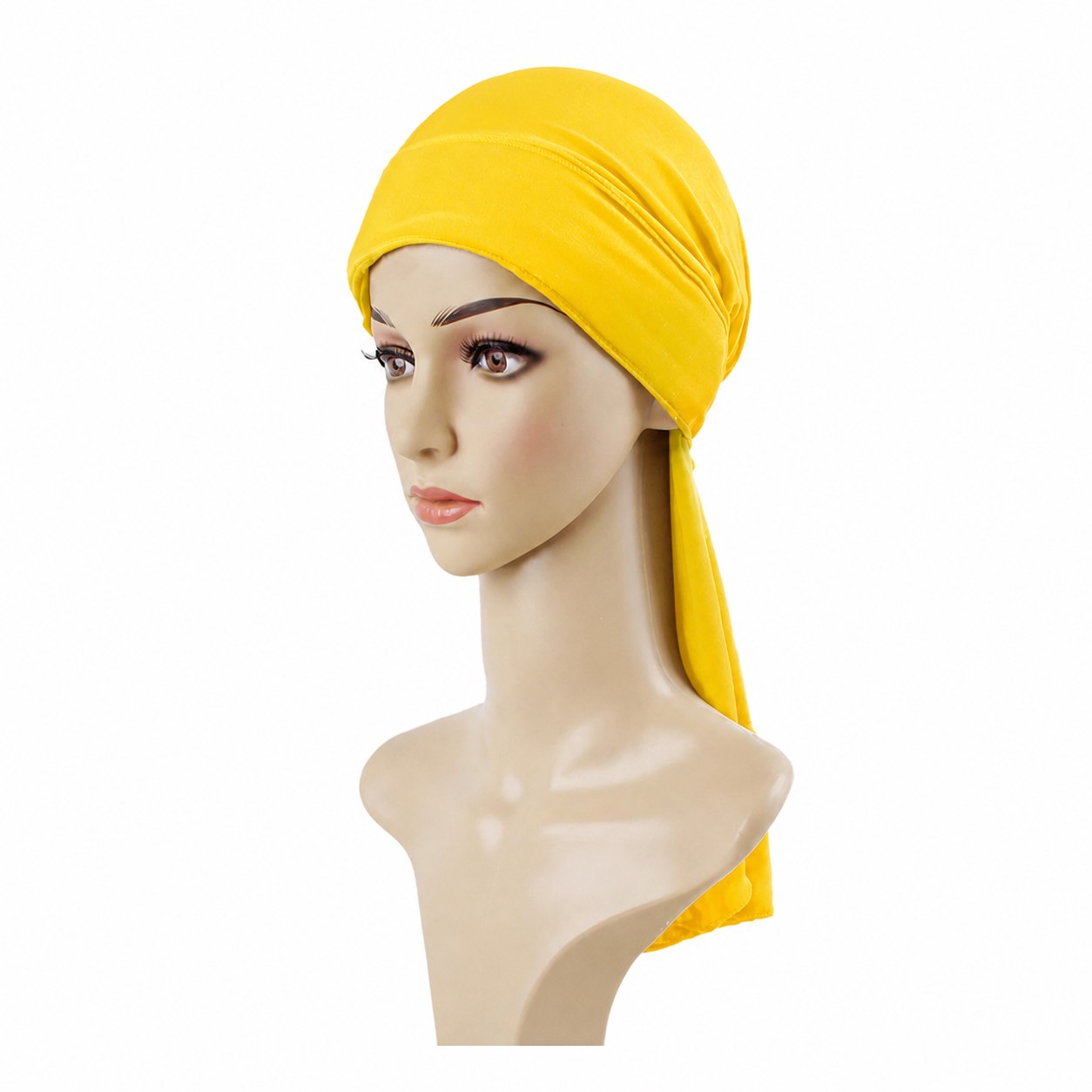 Polyester Drawstring Hair Turban — Yellow