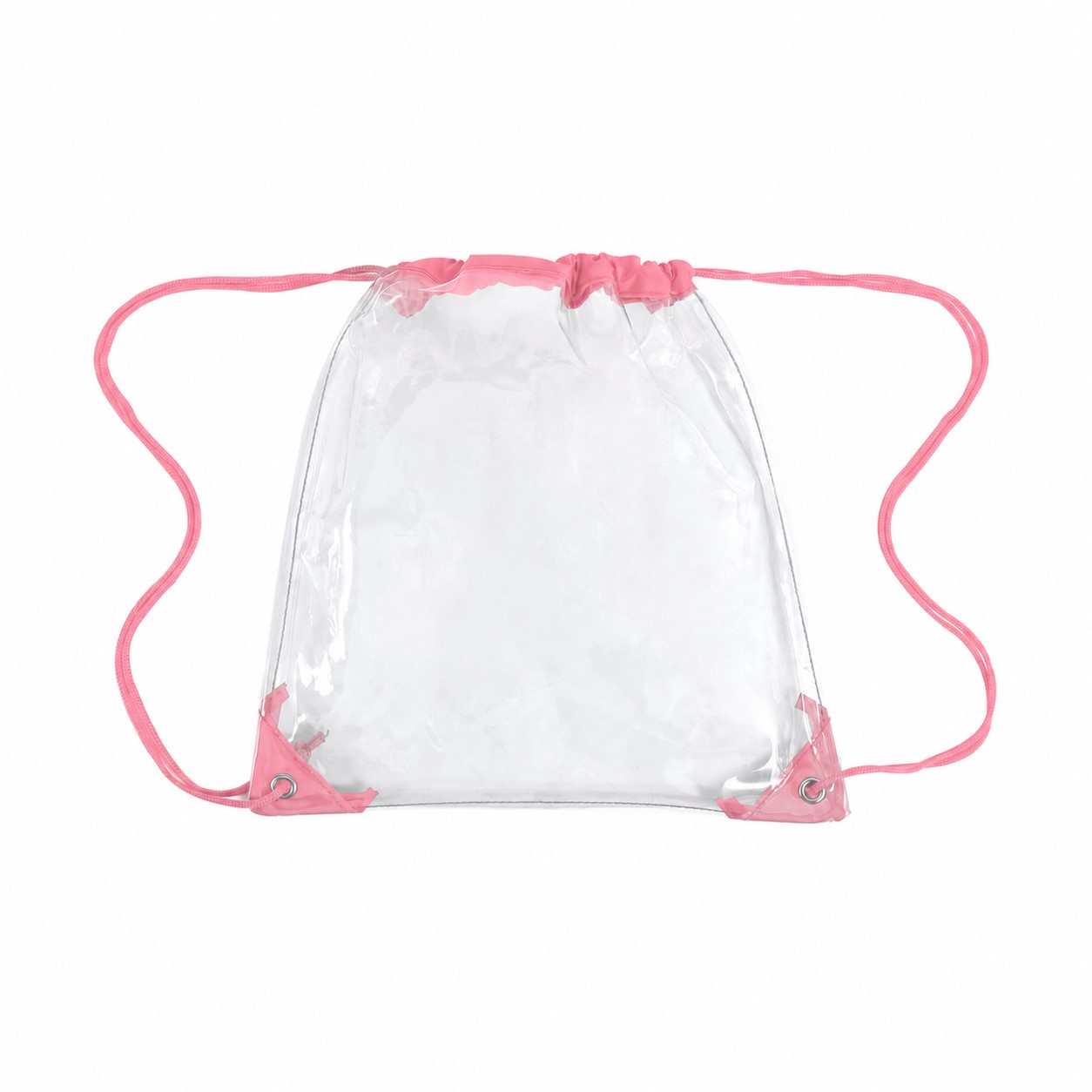 PVC And 210D Polyester Clear Drawstring Bag — Pink