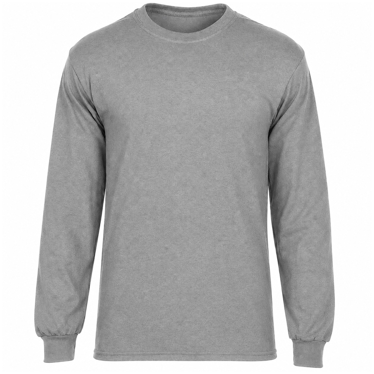 Long Sleeve Cotton Polyester Crew Shirt — Gray