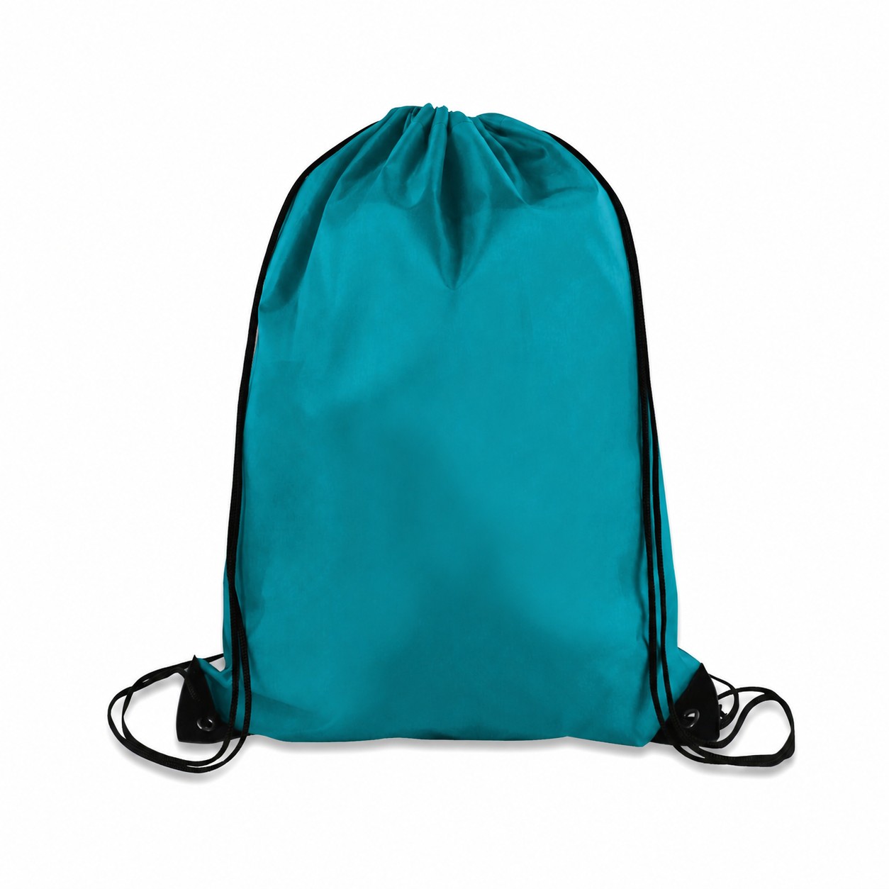 Large 210D Polyester Drawstring Backpack — Teal Blue