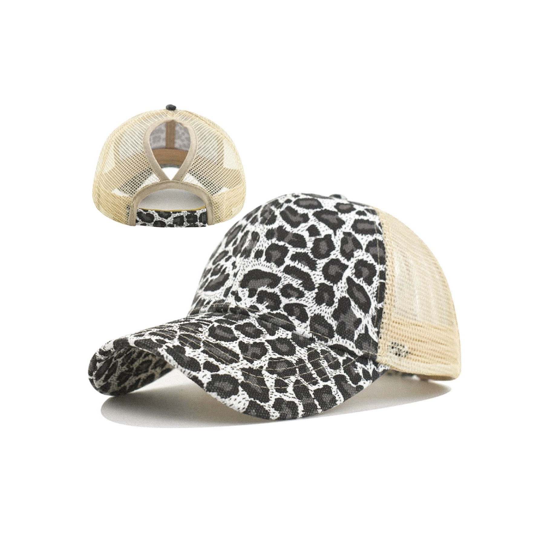 Leopard Polyester Ponytail Trucker Cap — view 2