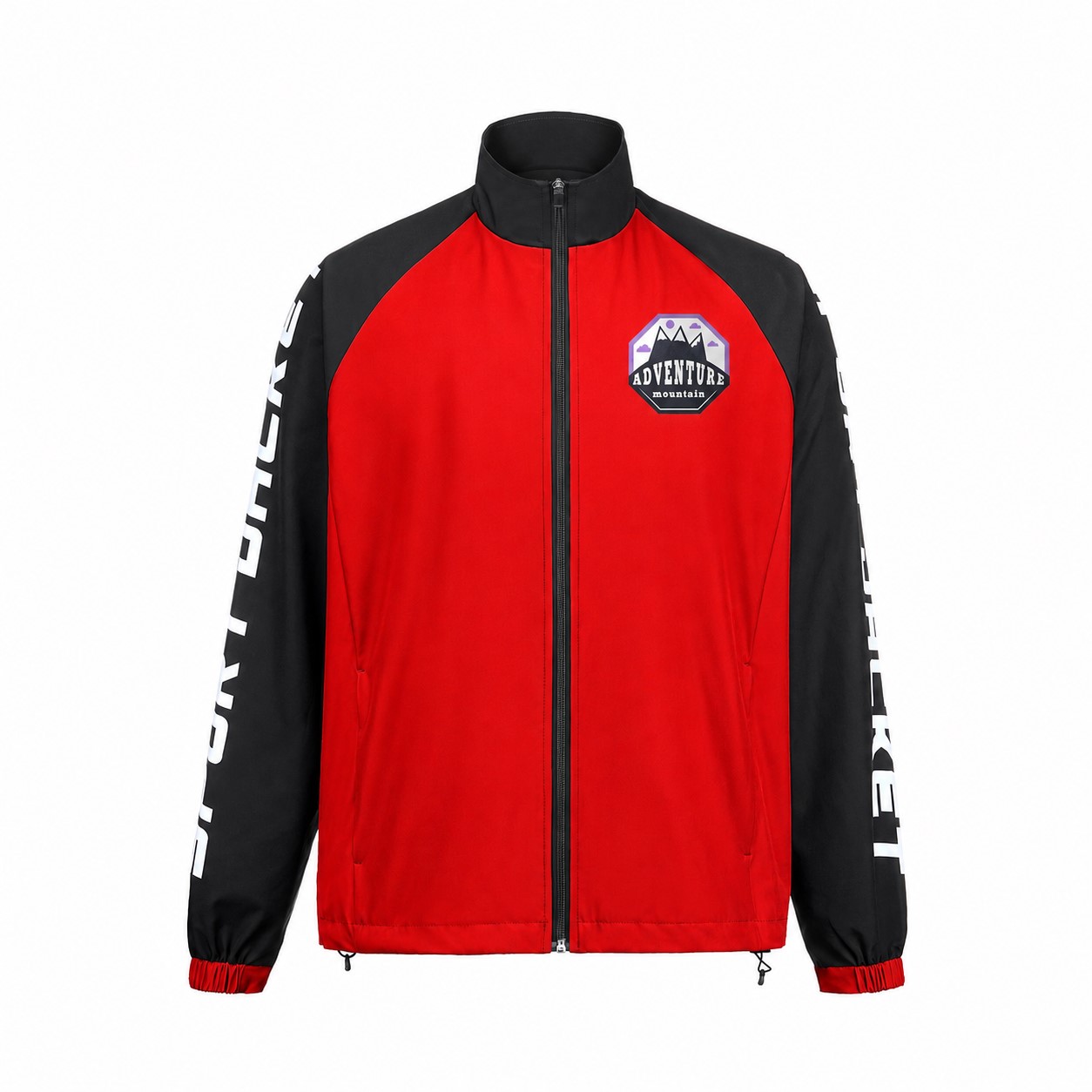 Lightweight Polyester Full-Zip Track Jacket — Red