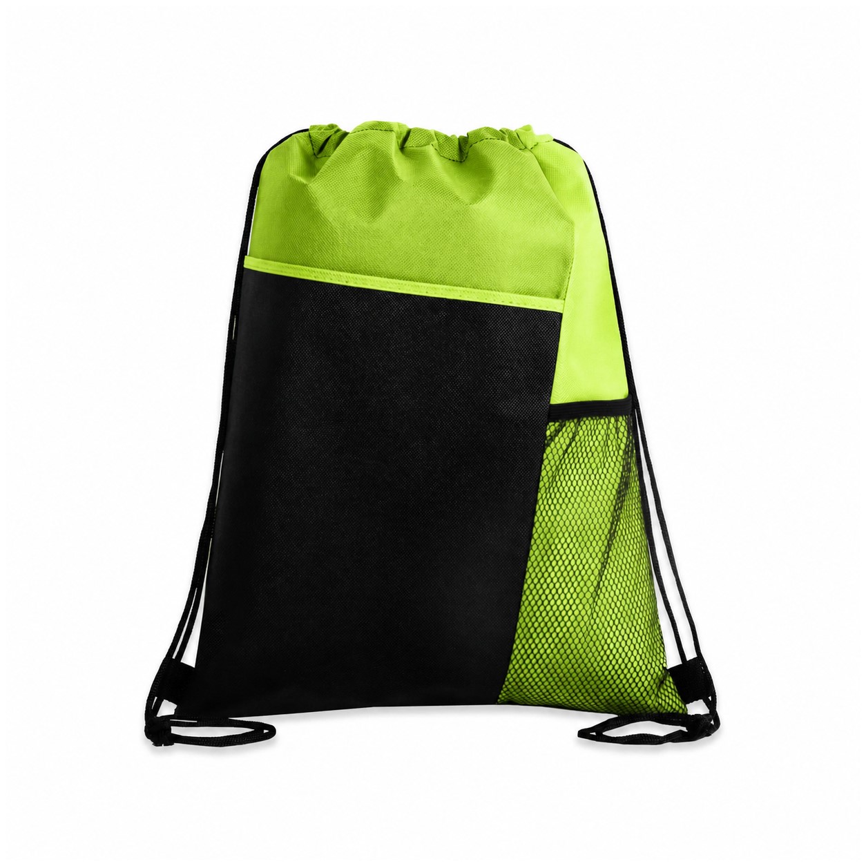 Tri-Color Mesh Drawstring Backpack — Lime Green
