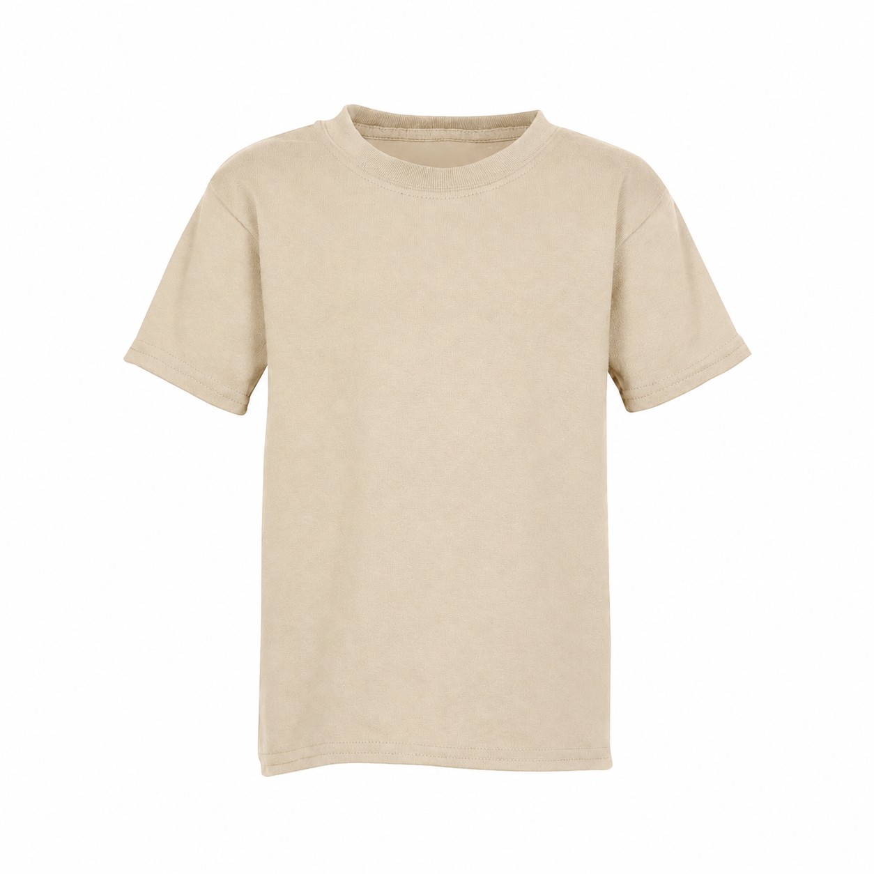 Youth Cotton Polyester Short Sleeve Tee — Beige