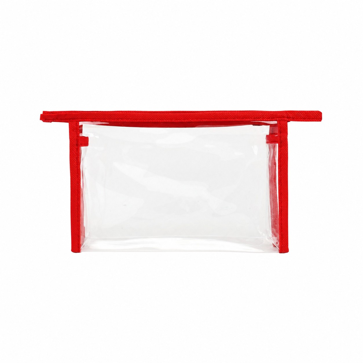 Clear PVC Toiletry Bag with 80GSM Non-Woven Trim — Red