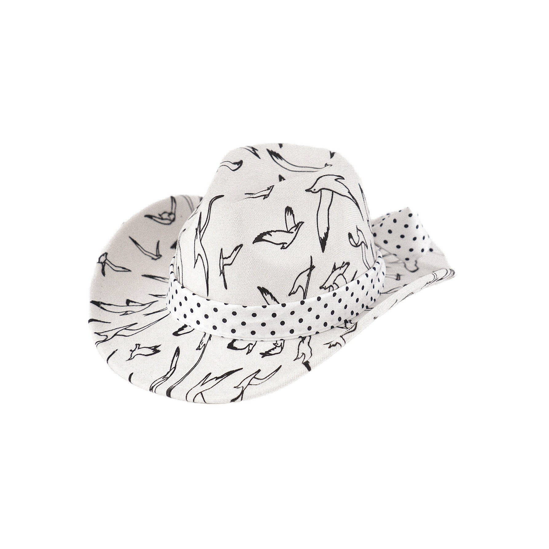 Bird Print Wide Brim Fedora Hat — view 2
