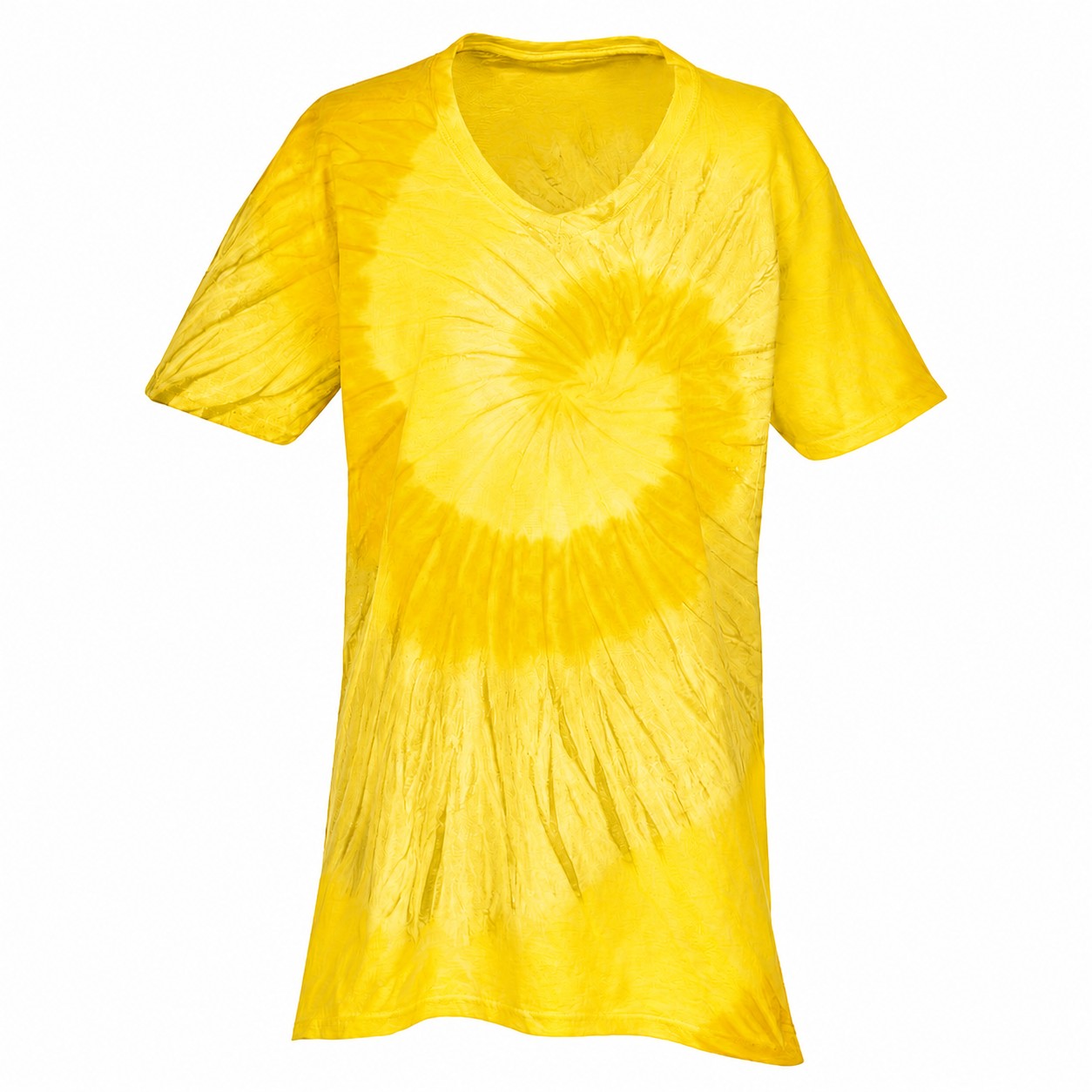 Swirl Tie Dye Cotton V Neck Shirt — Yellow