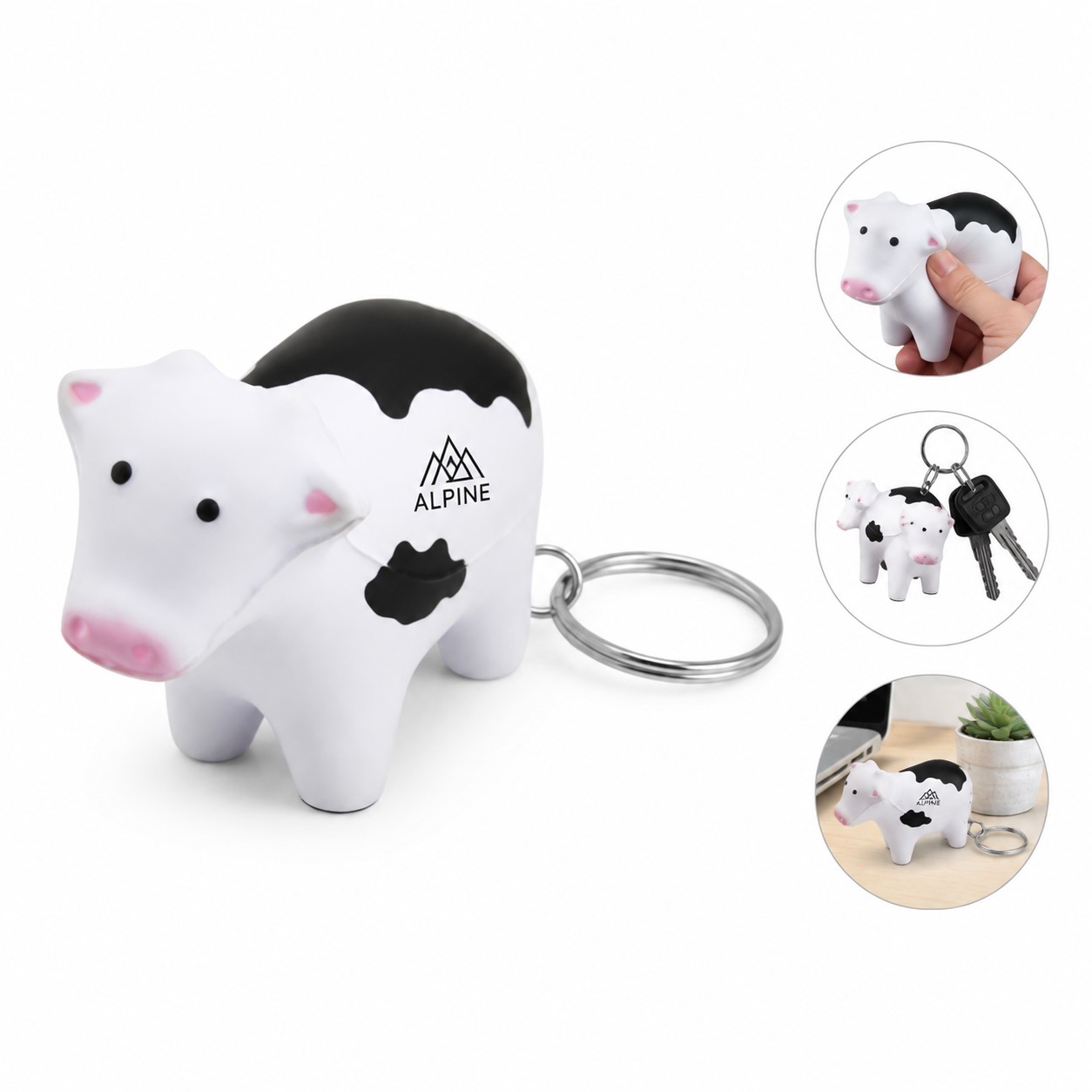 Cow Shaped PU Foam Stress Keychain
