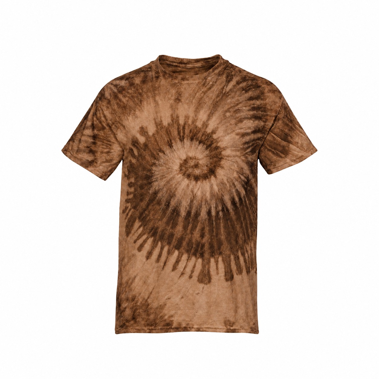 Spiral Tie Dye Cotton T Shirt — Brown