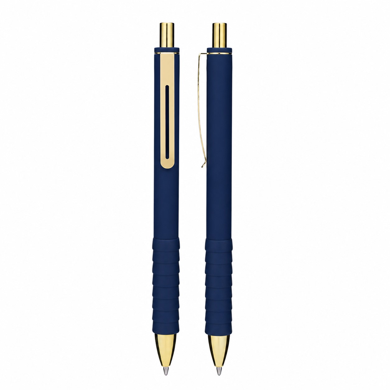 Rubber Grip Click Ballpoint Pen — Navy Blue