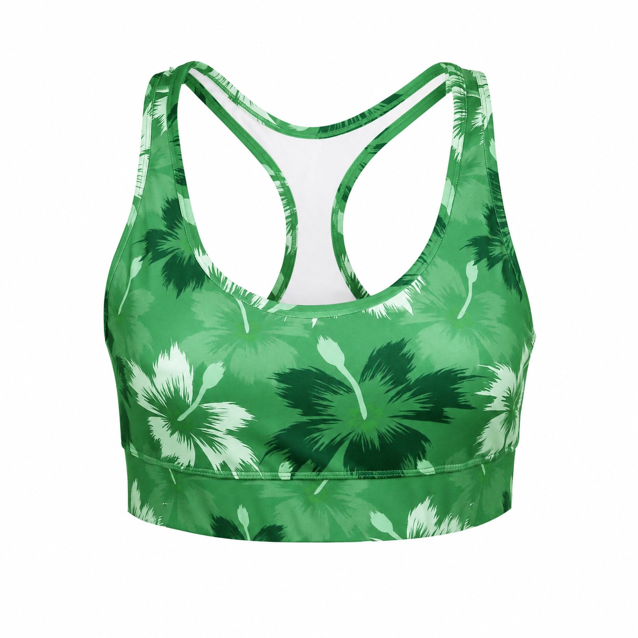 Polyester-Spandex Padded Racerback Sports Bra — Green