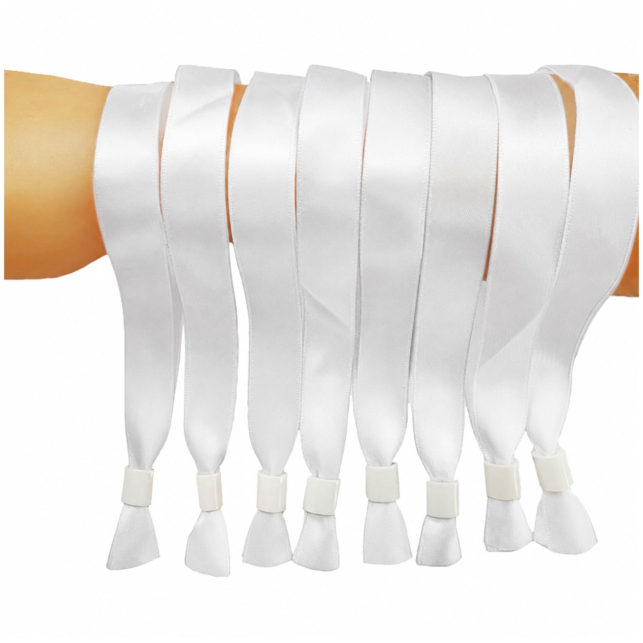 Polyester Ribbon Event Wristband — White