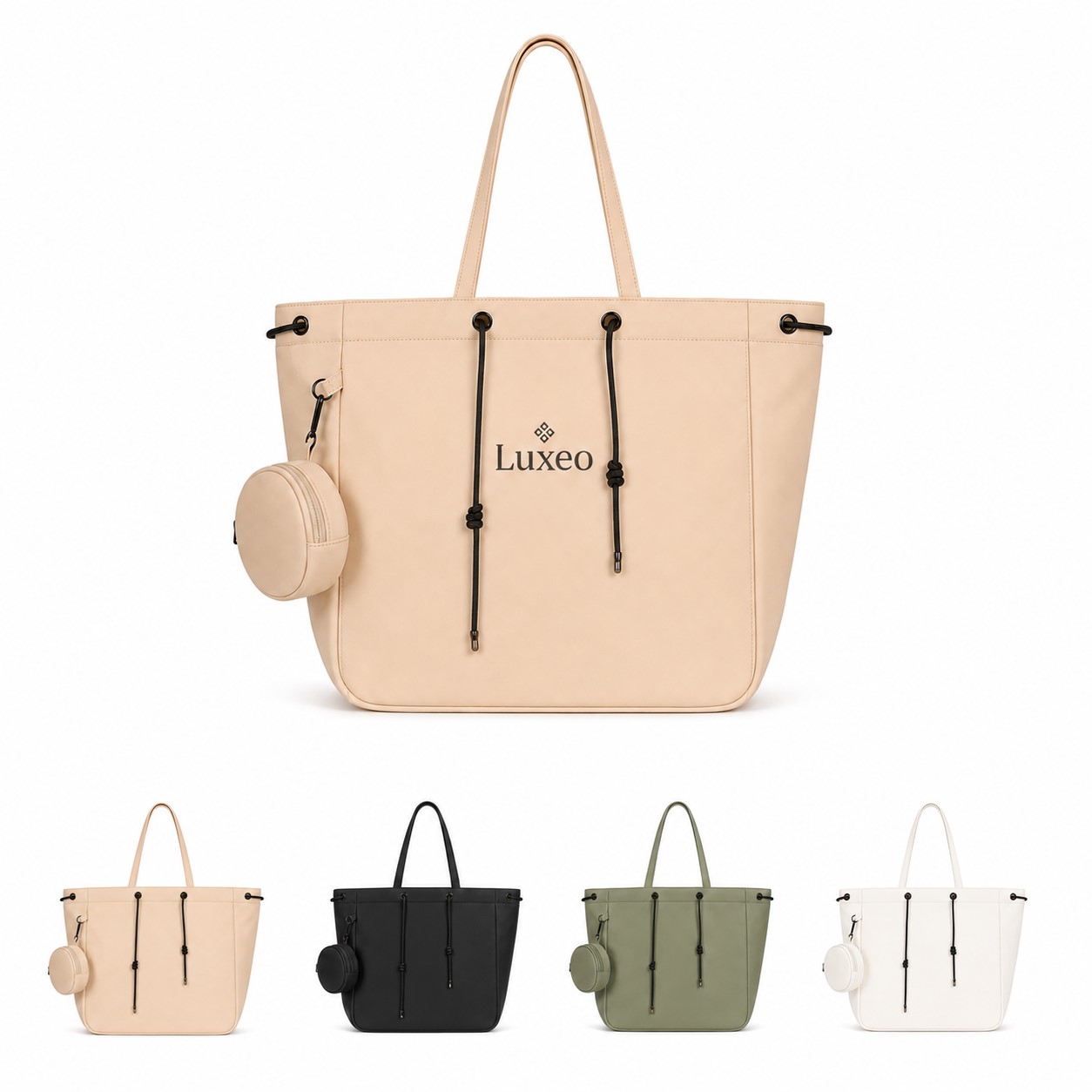 Nylon Drawstring Tote With Detachable Coin Pouch