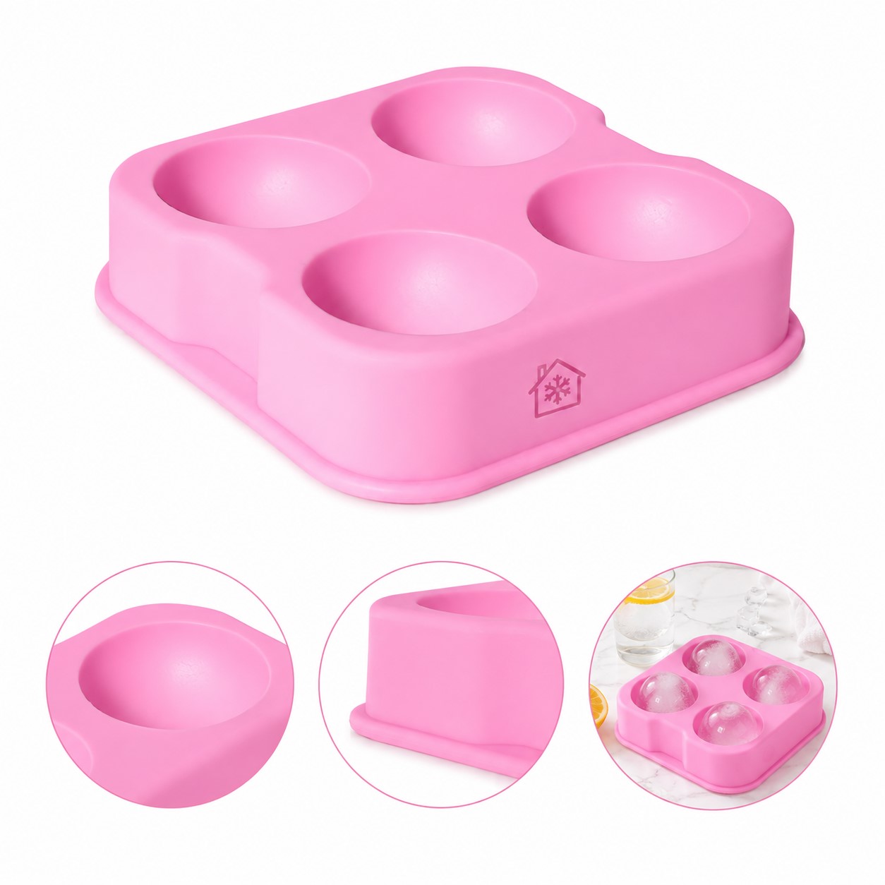 Four-Cavity Silicone Ice Sphere Mold