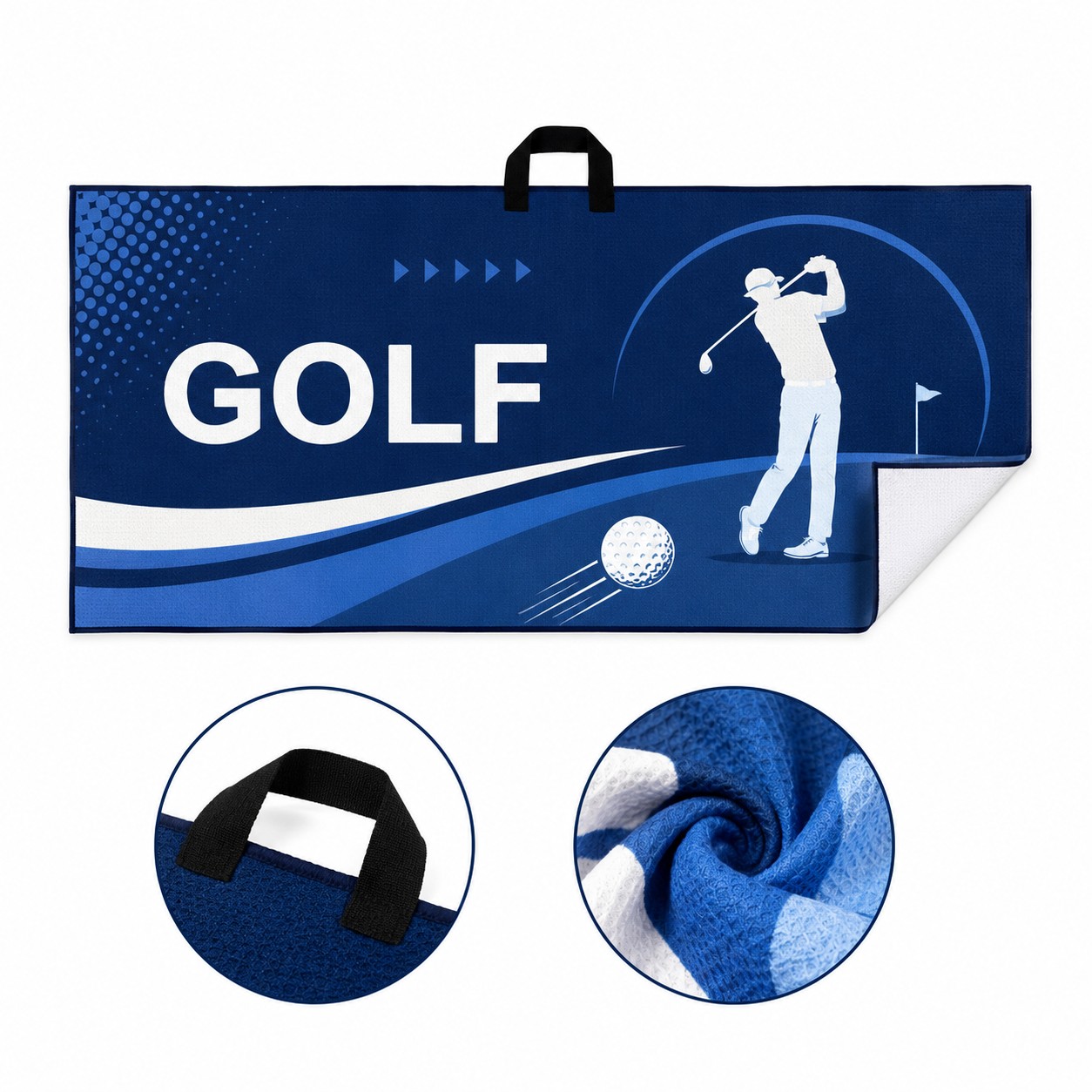 Waffle Golf Towel With Webbing Loop