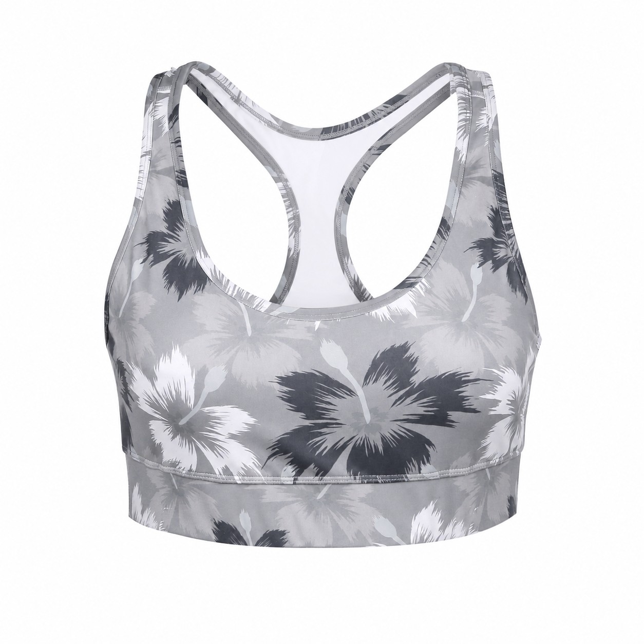 Polyester-Spandex Padded Racerback Sports Bra — Silver