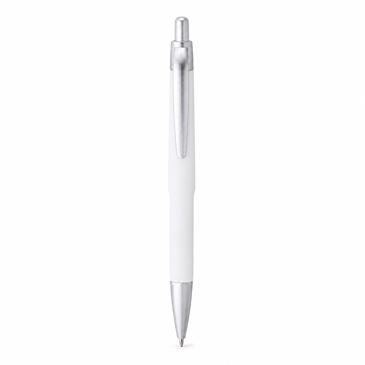Plastic Metal Retractable Pen With Refills — White