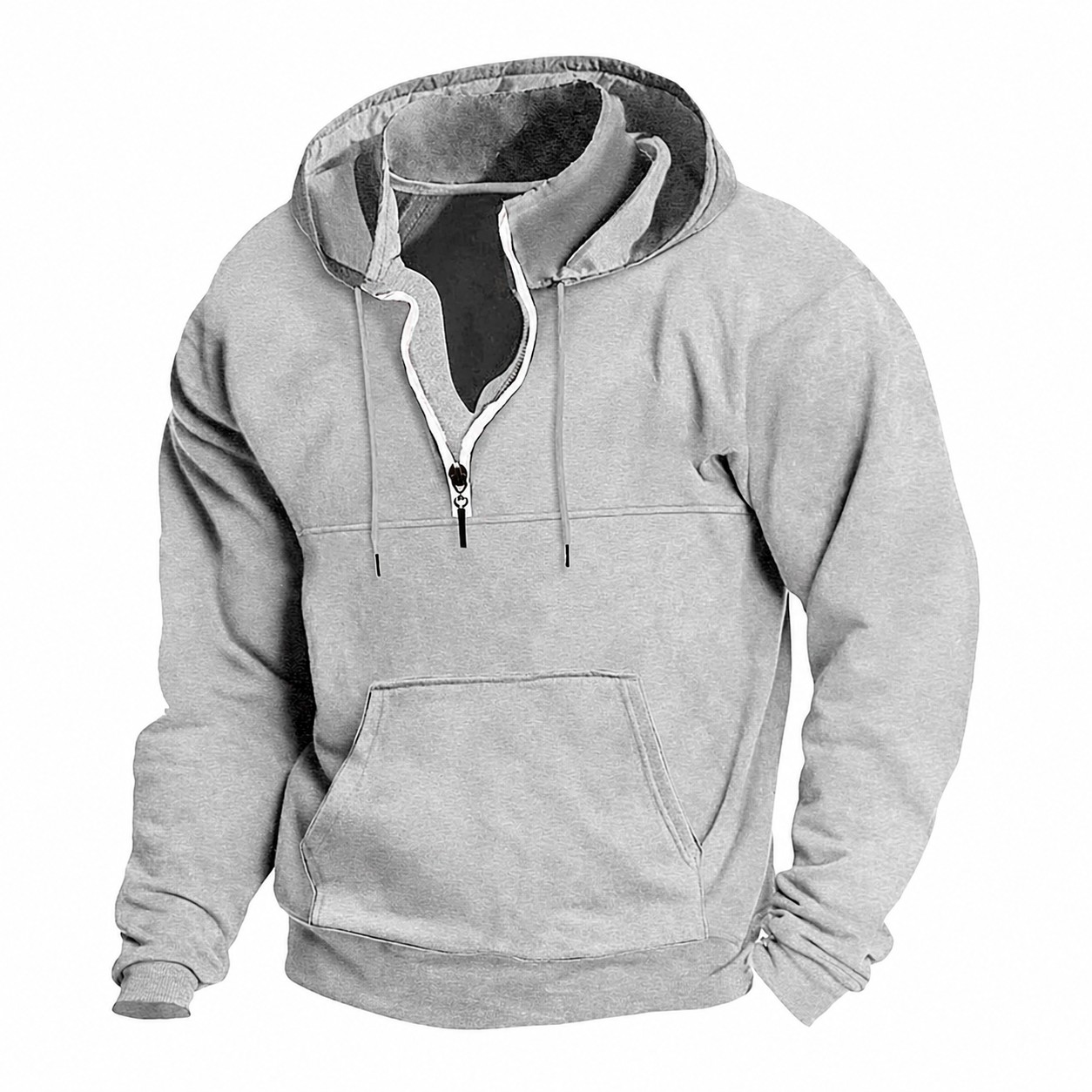 Slim Quarter Zip Hooded Sweatshirt — Silver