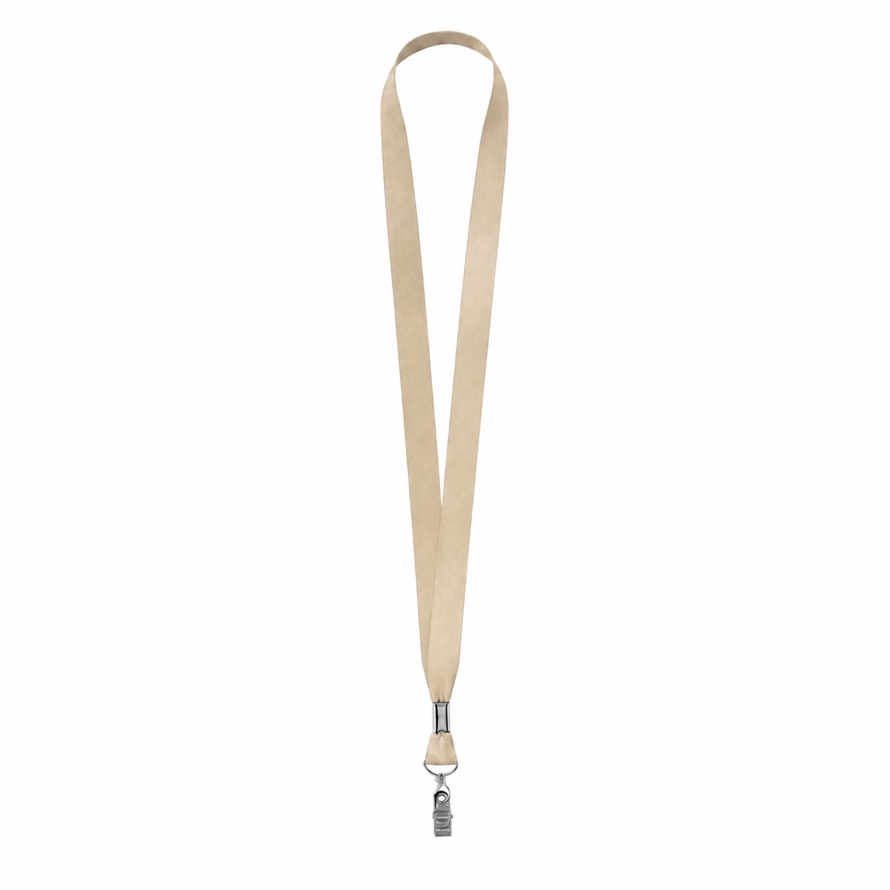 Polyester Lanyard With Bulldog Clip — Beige