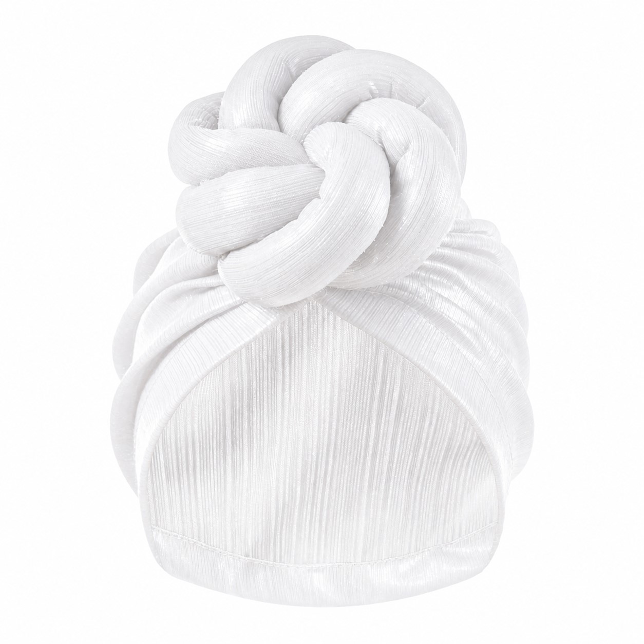 Ice Silk Shiny Knot Turban Hat — White