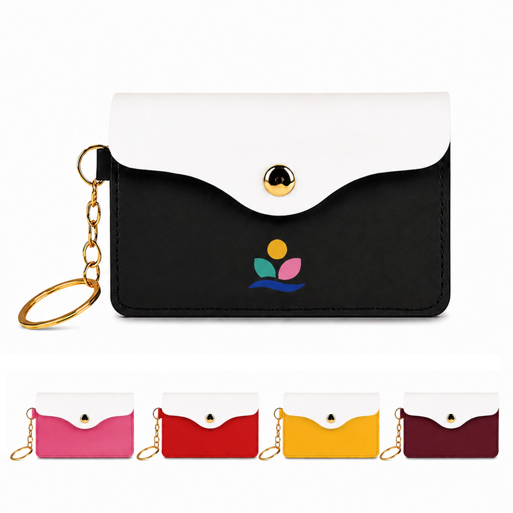 Snap Flap PU Coin Pouch Keychain