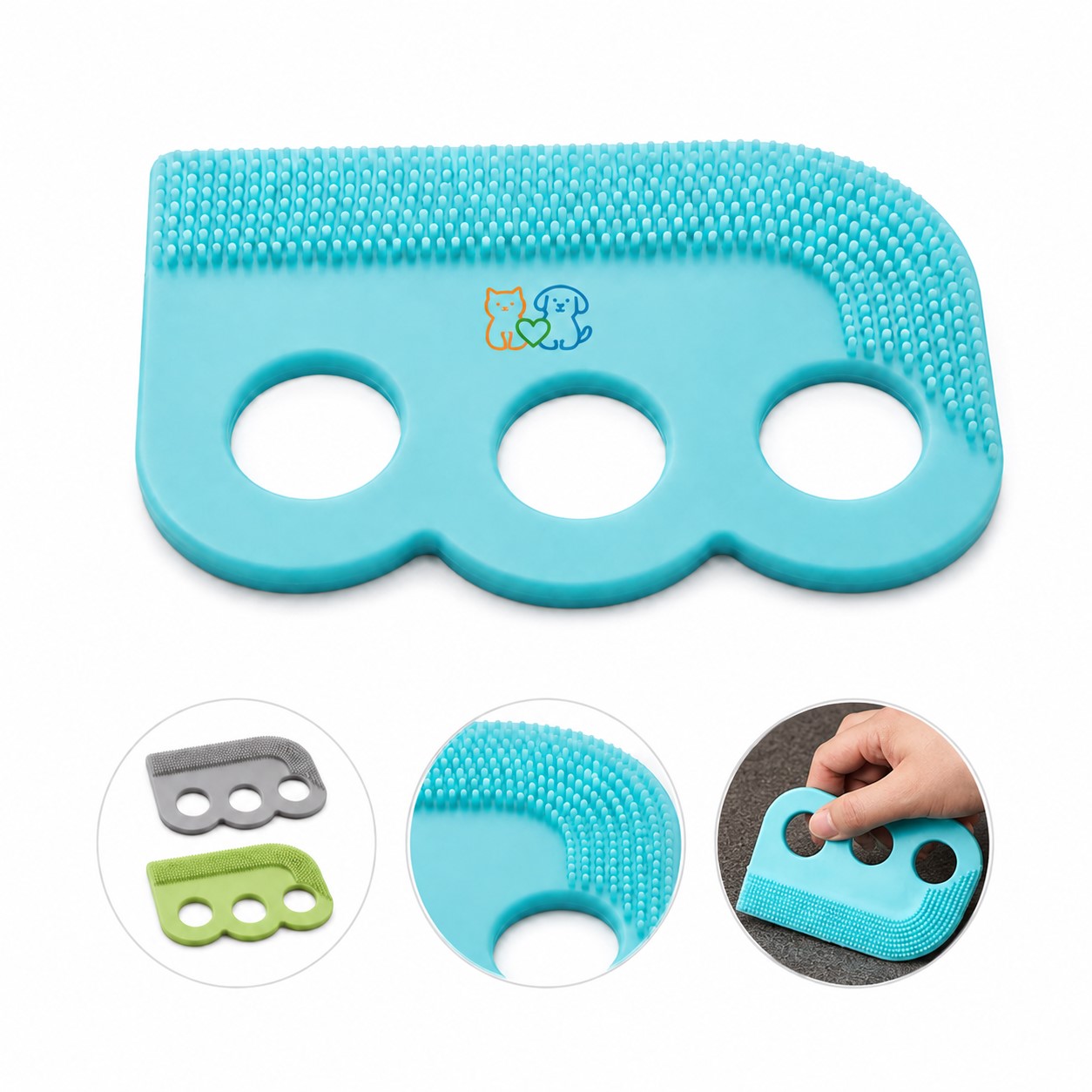 Finger Grip Silicone Pet Bath Brush