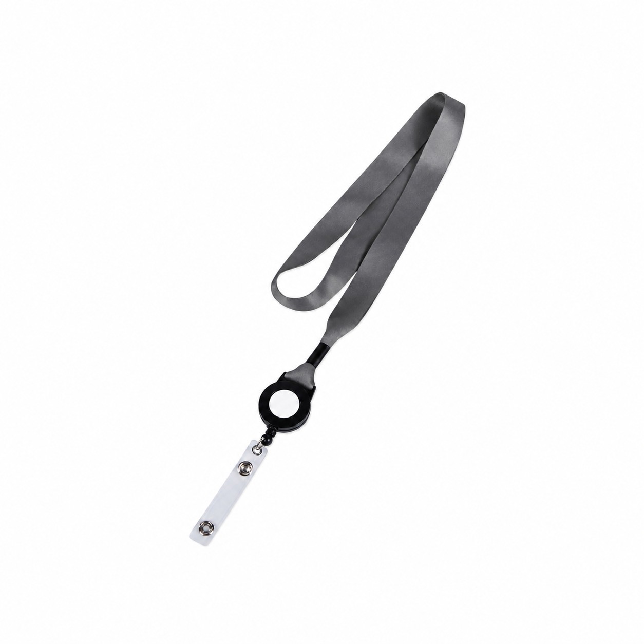 Plastic Crimp Badge Reel Lanyard — Pewter Gray