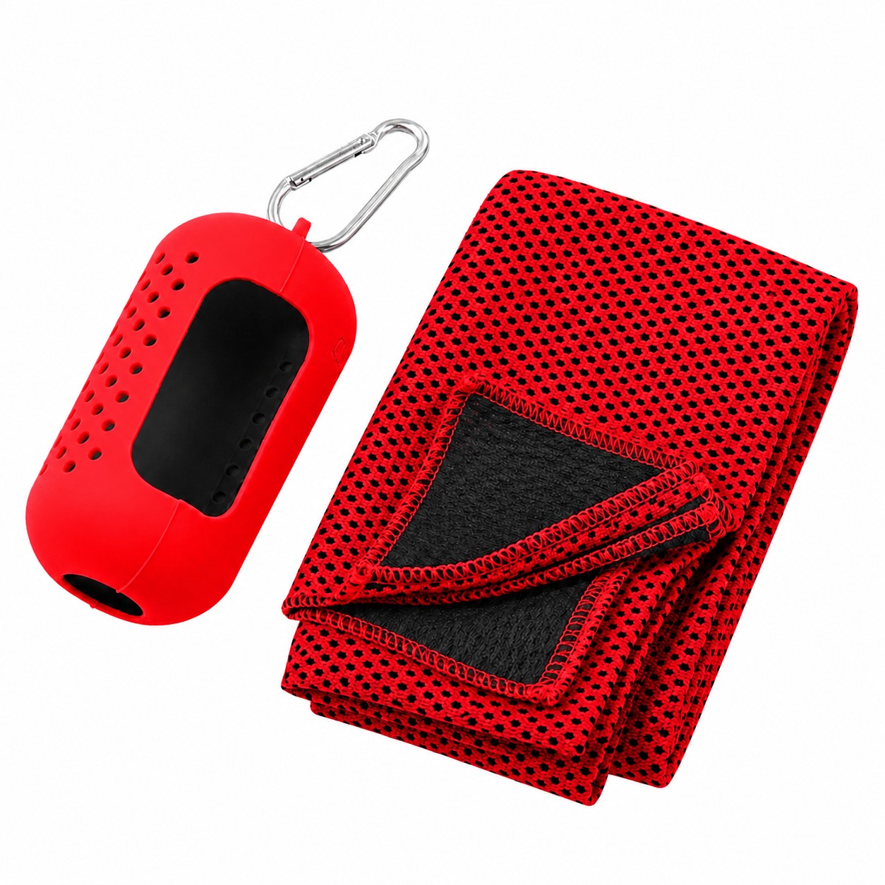 Cooling Towel Set With Silicone Case — Bright Red