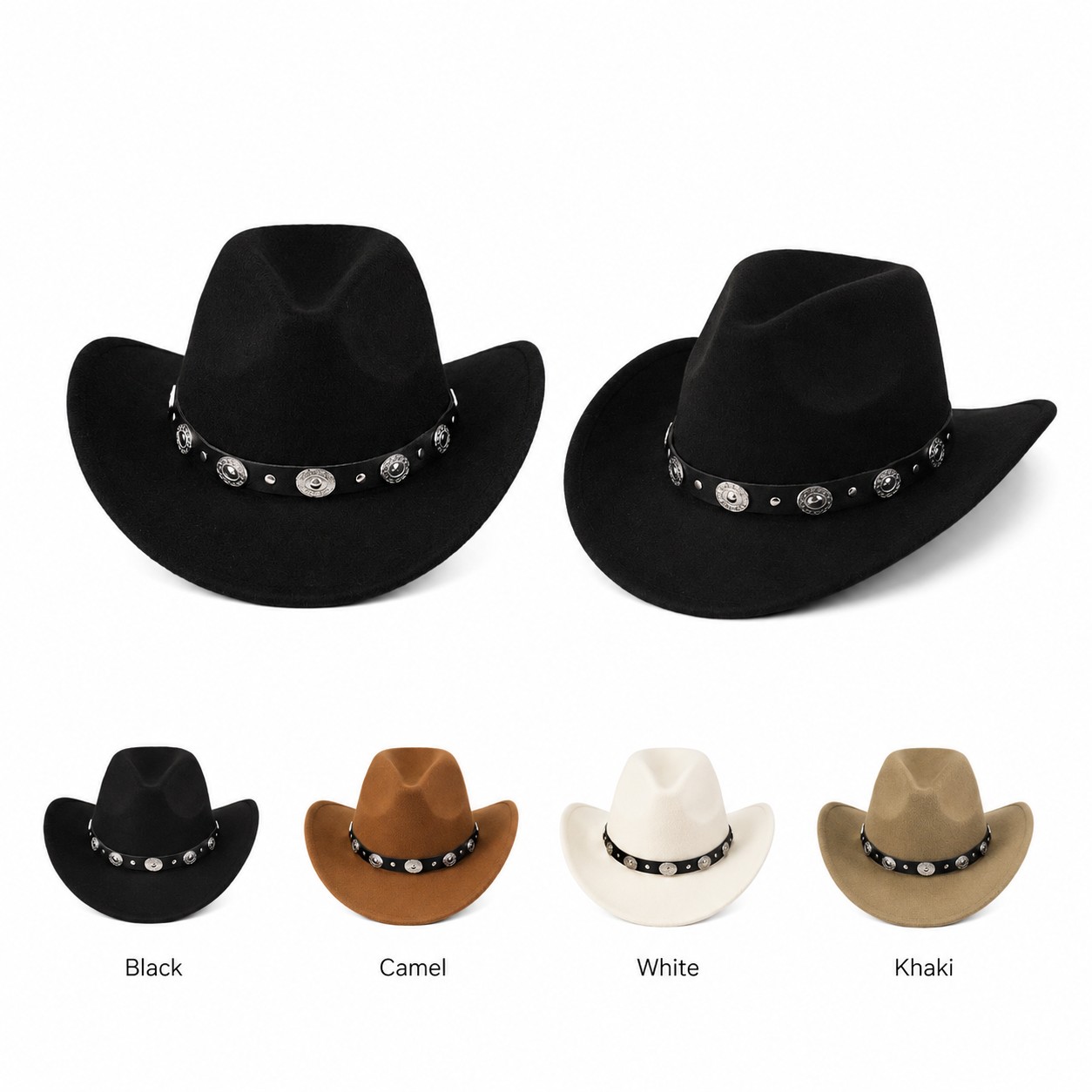 Concho Band Polyester Cowboy Hat