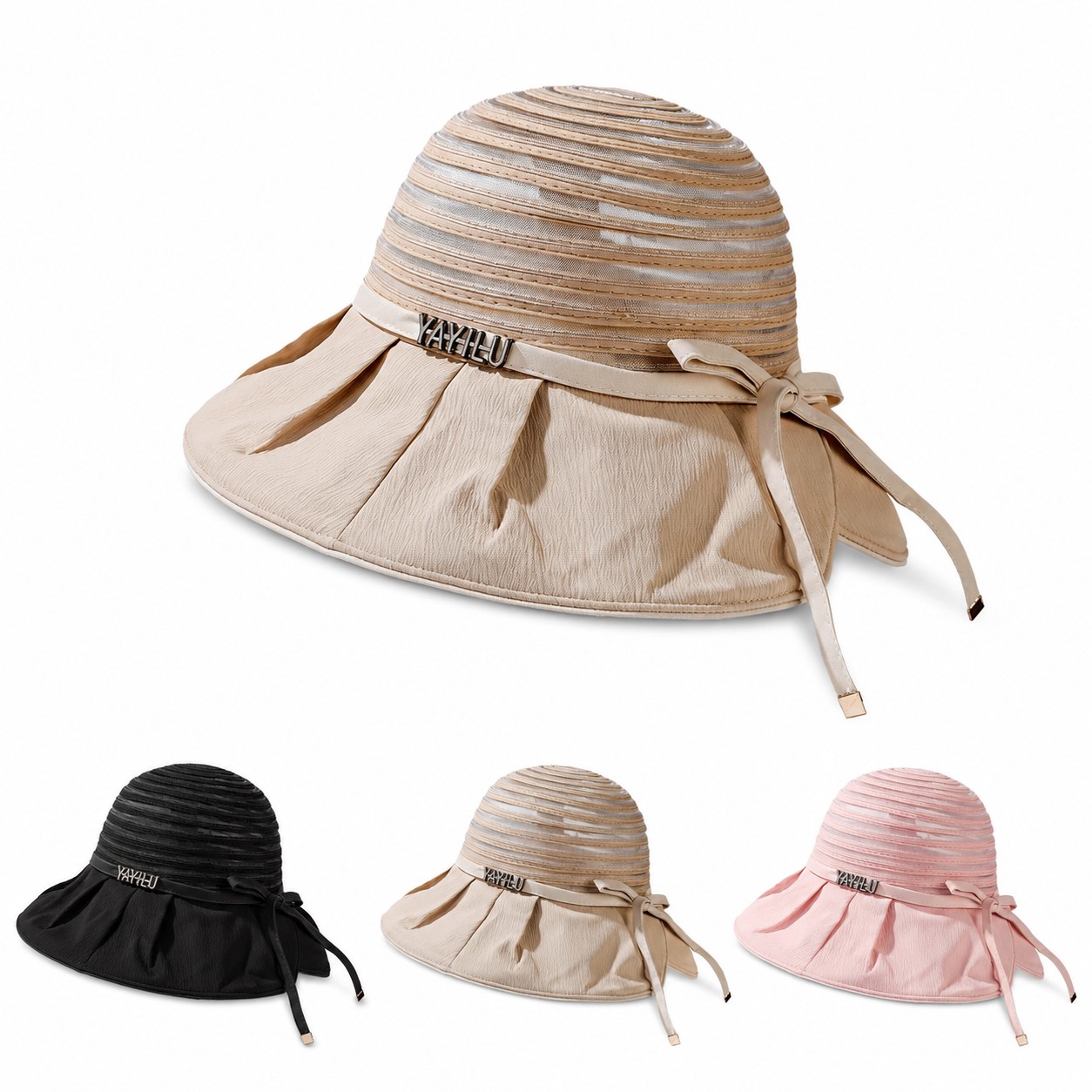 Cotton Blend Bow Brim Sun Hat
