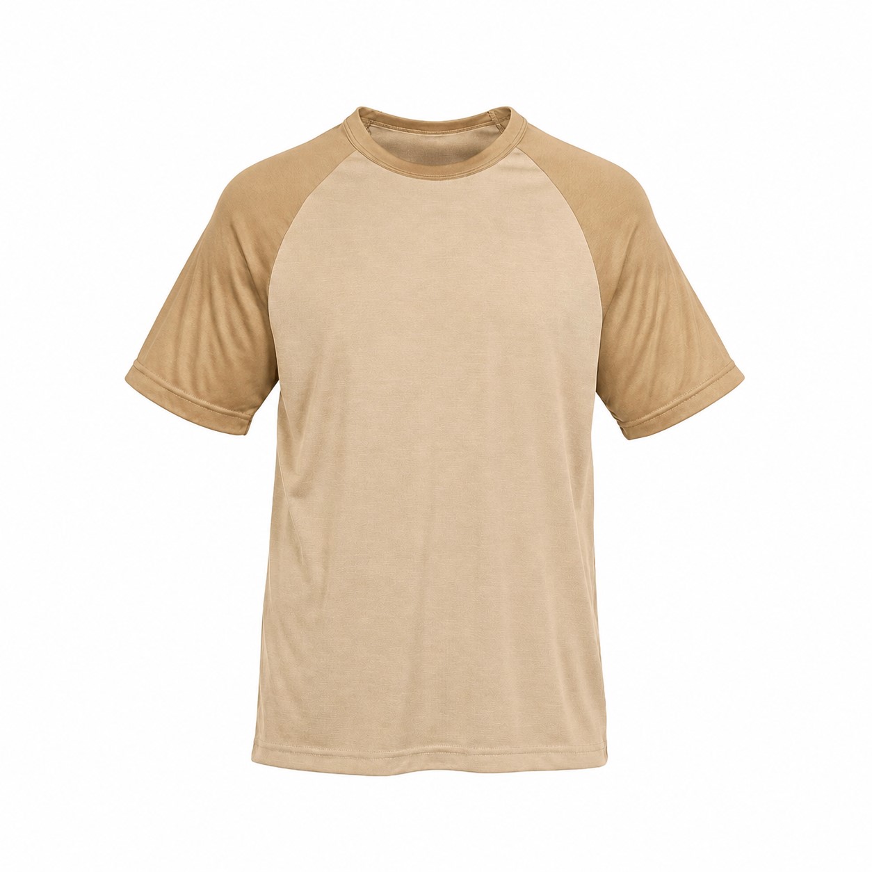Colorblock Polyester Raglan Shirt — Tan Beige