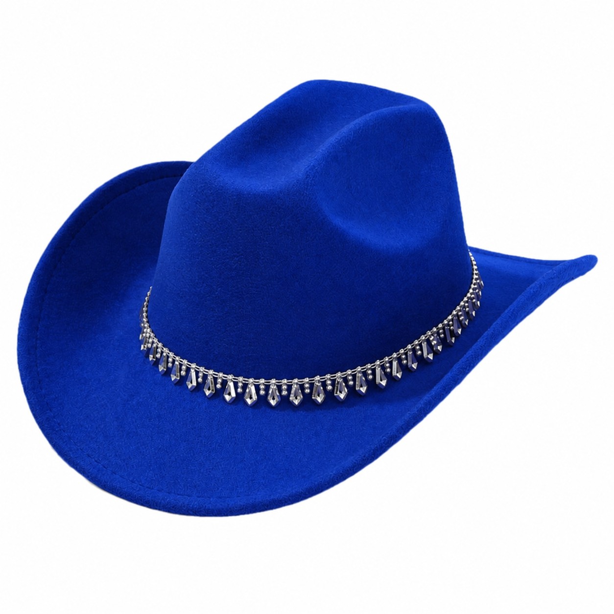 Rhinestone Band Polyester Cowboy Hat — Royal Blue