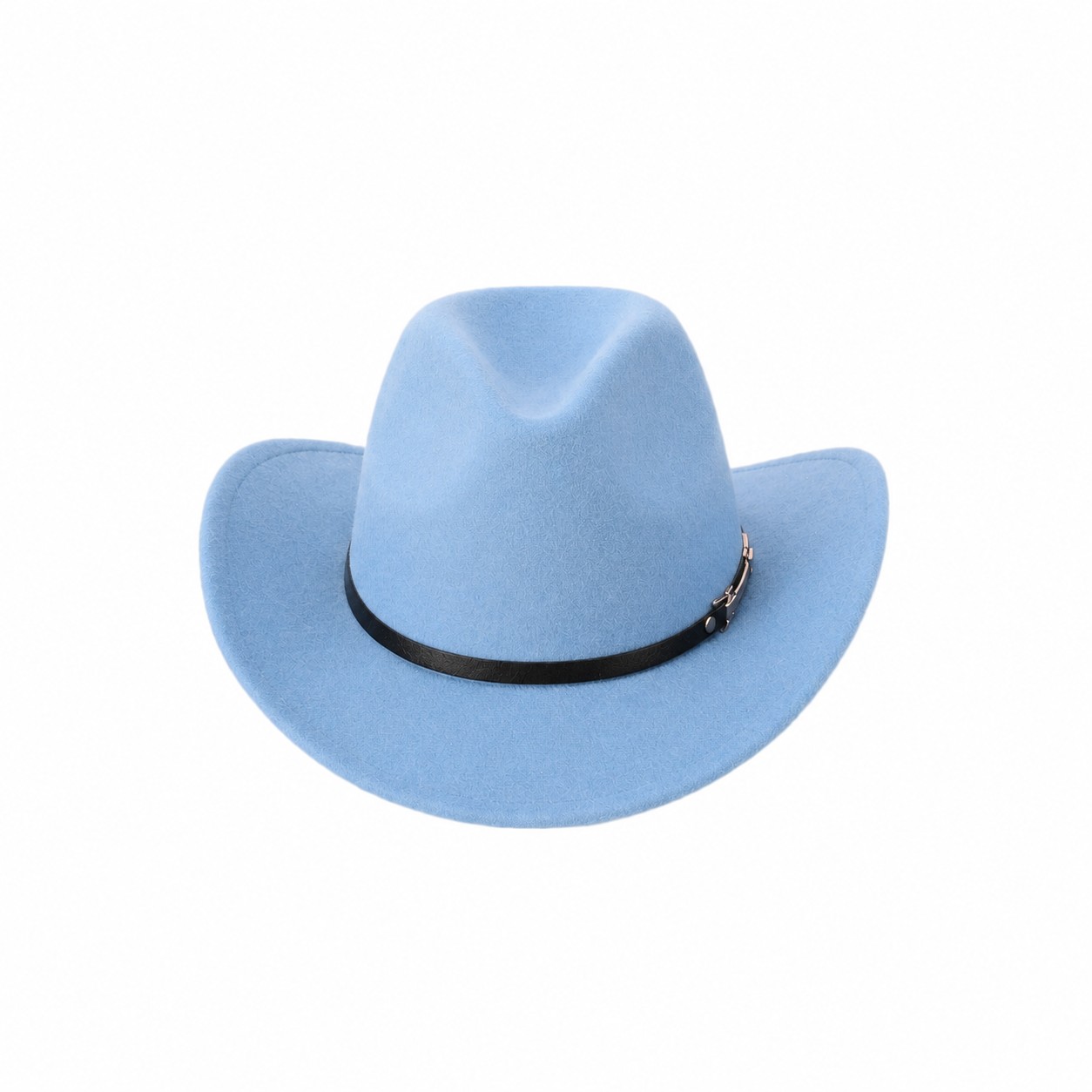 Buckle Trim Polyester Cowboy Hat — Light Blue