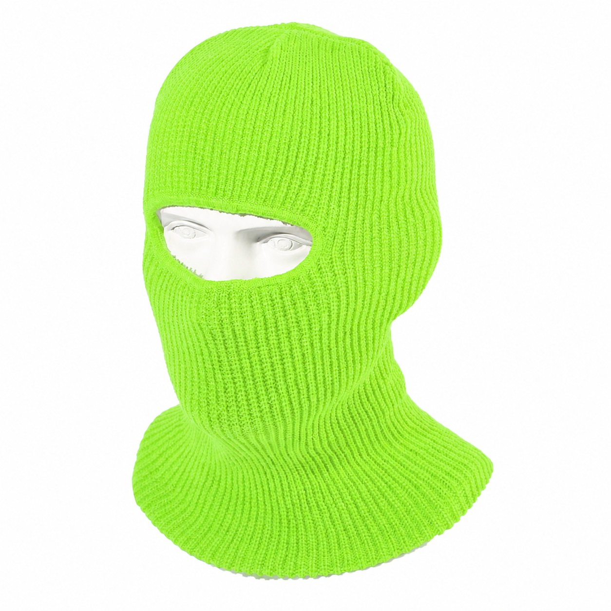Polyester Knit Balaclava Beanie — Neon Green