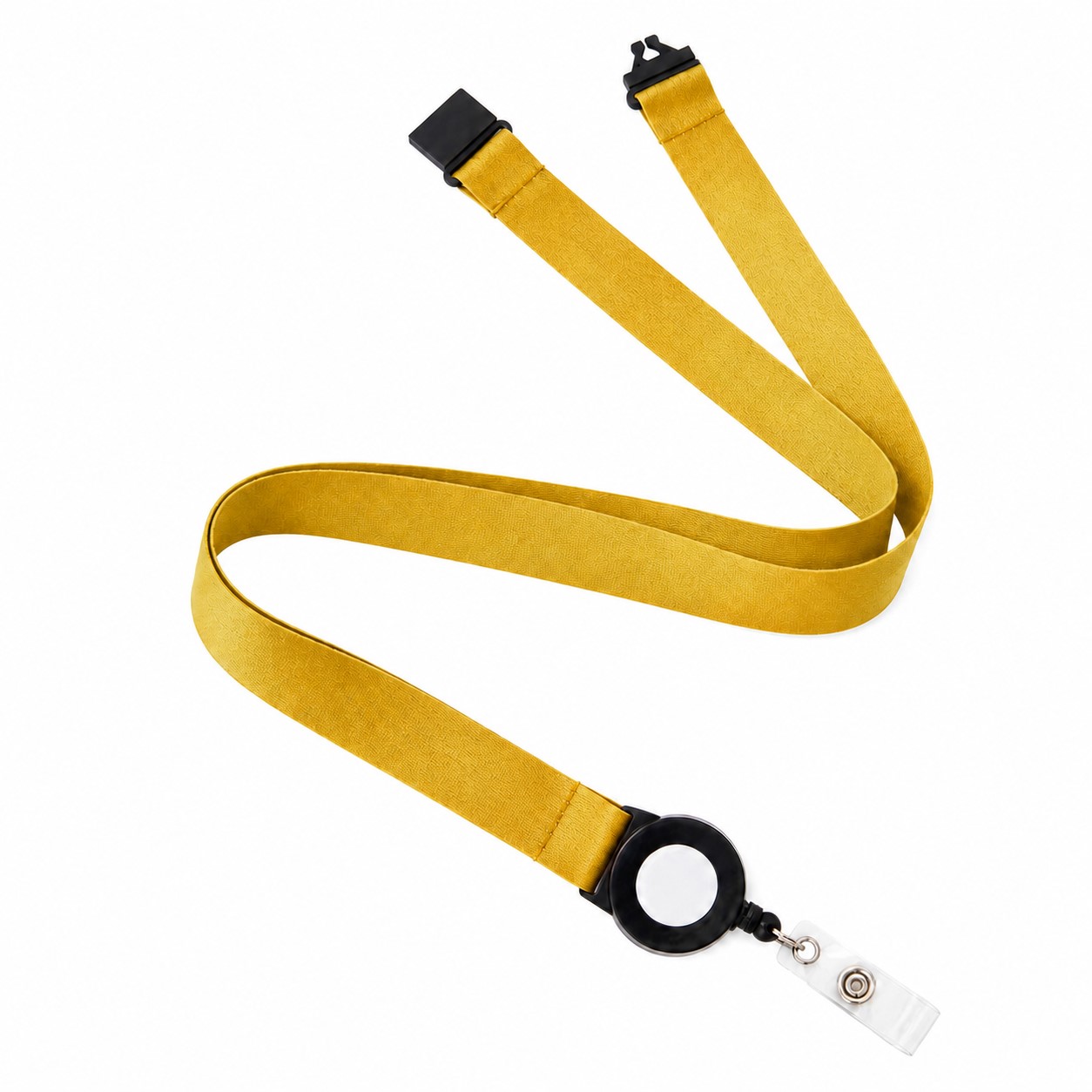 Polyester Lanyard With Retractable Badge Reel — Gold