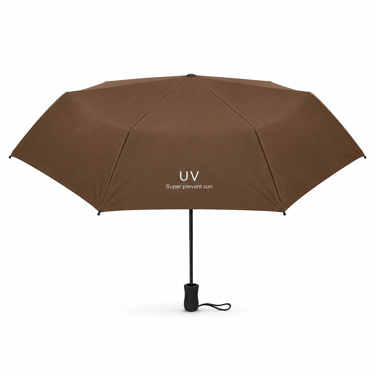 Foldable UV Umbrella With Wide Canopy — Brown
