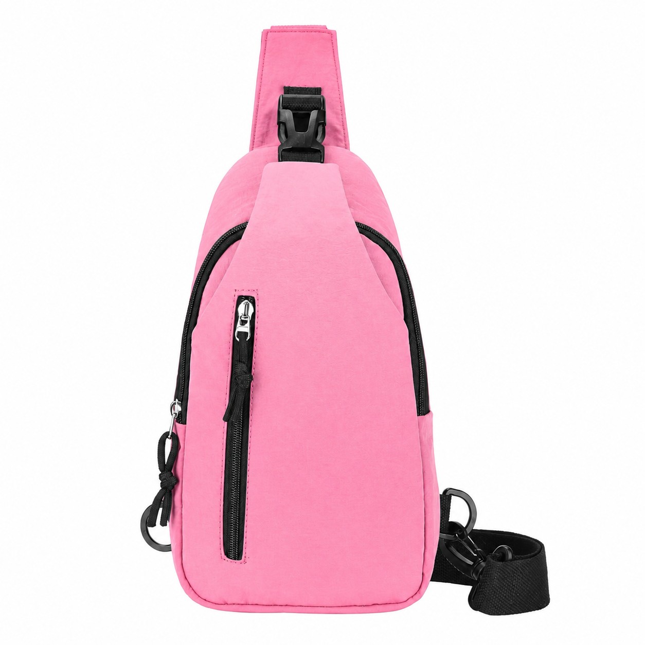 Zippered Storage Crossbody Sling Bag — Pink