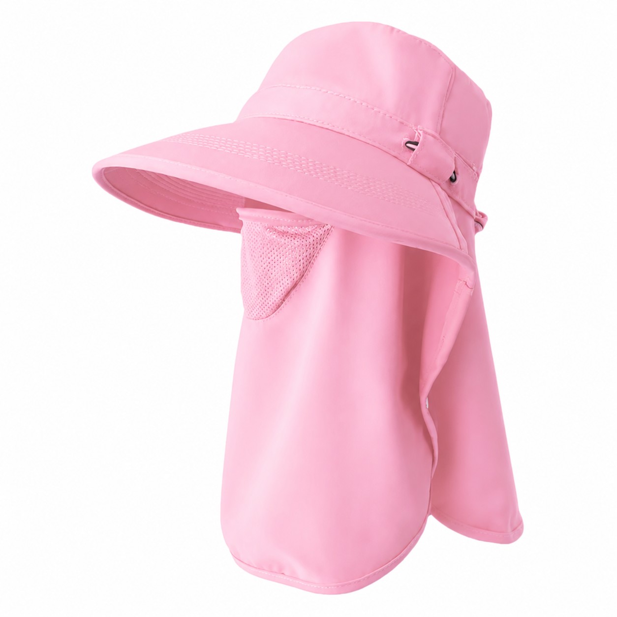 Polyester Sun Hat With Face Shield — Pink