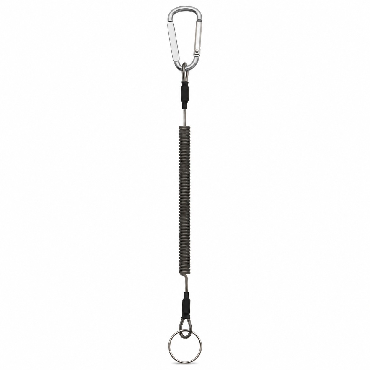 Metal Coil Keychain With Carabiner Clip — Silver