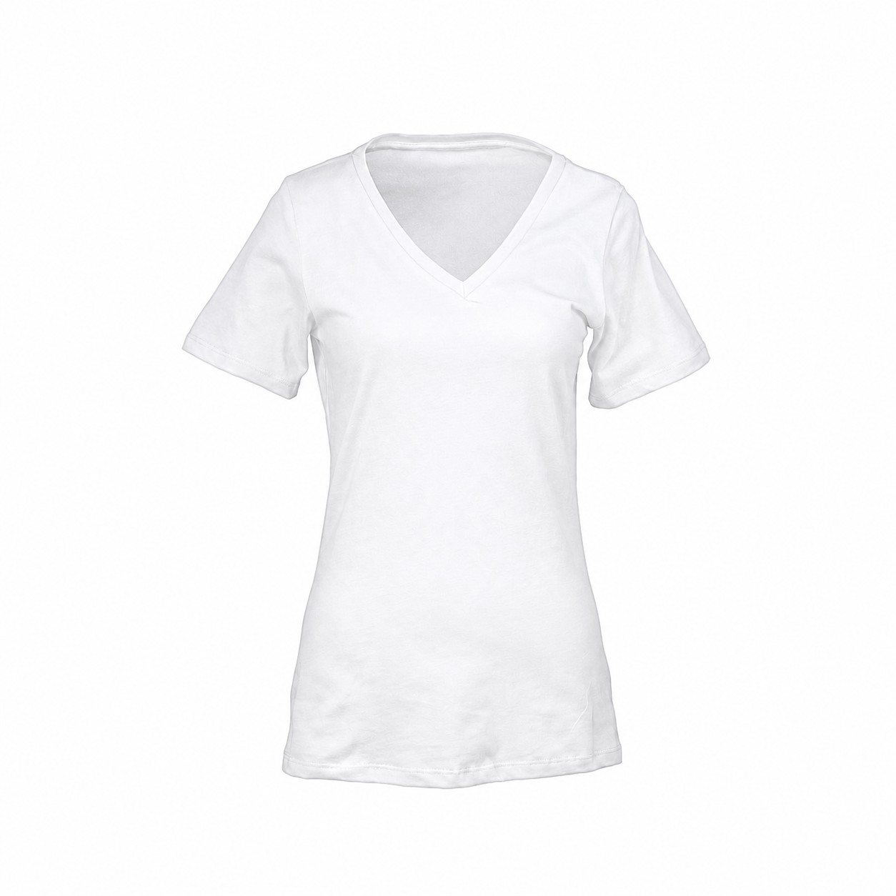 Ladies Ringspun Cotton V Neck Shirt — White