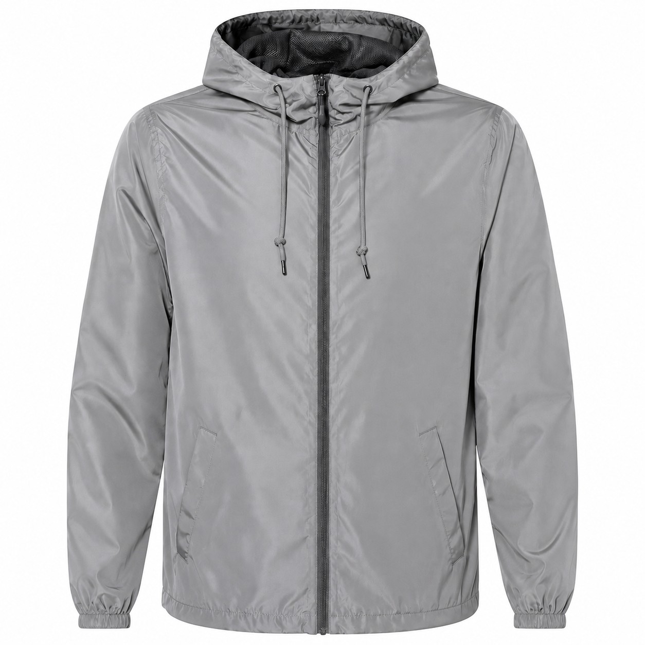 Polyester Hooded Wind Jacket — Gray