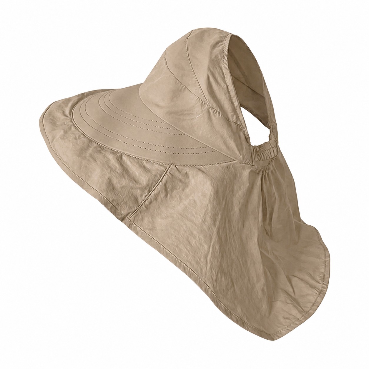 Polyester Cape Sun Hat — Khaki Beige