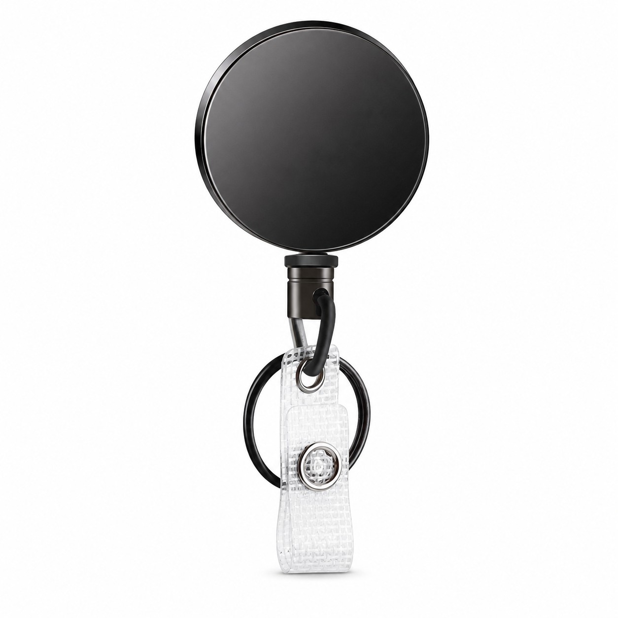 Round Stainless Steel Retractable ID Reel — view 2