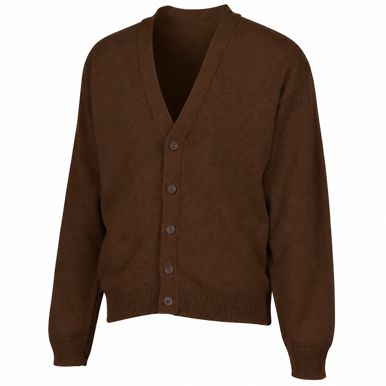 Men's Acrylic V Neck Cardigan — Brown